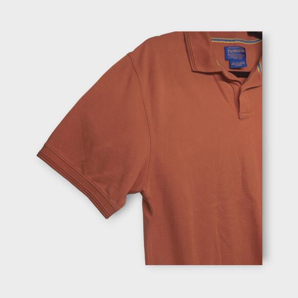 Mens Pendleton Burnt Orange Polo Short Sleeve 100% Pima Cotton Size Large - Picture 4 of 6